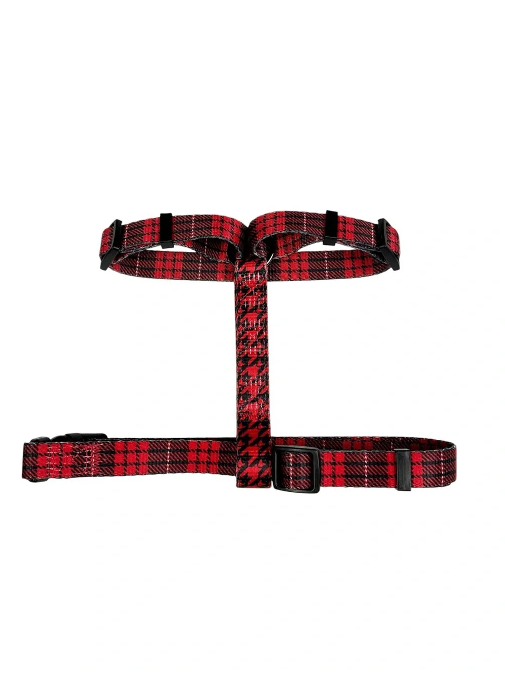 Frenchie Bulldog Red Tartan‎ Plaid Dog Strap Harness OS